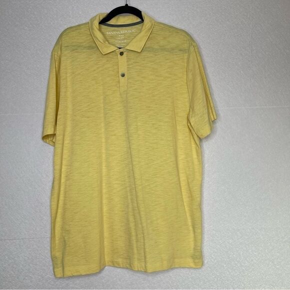 Banana Republic Heathered Short Sleeve Polo Shirt Yellow XL - Picture 1 of 4